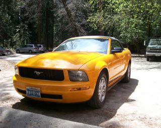 A yellow Ford Mustang